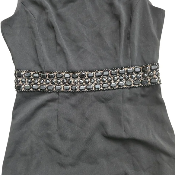 Donna Ricco Black Beaded Waist Sheath Dress Size 6 - Picture 6 of 12